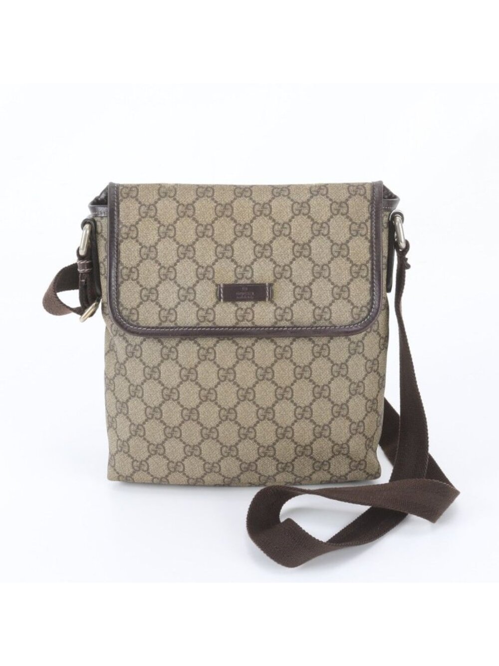 Gucci GG Supreme Leather Shoulder Bag Crossbody Messenger Brown